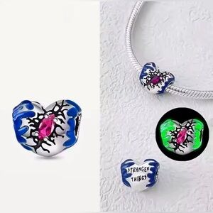 STRANGER THINGS Glow-in-the-Dark Heart 💔 Charm – S925 Sterling Silver NWOT✨
